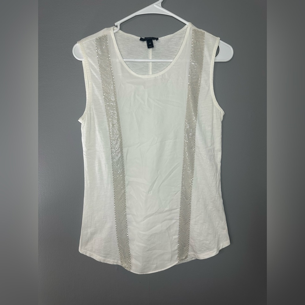 J.Crew Embellished White Sleeveless Women's Top
